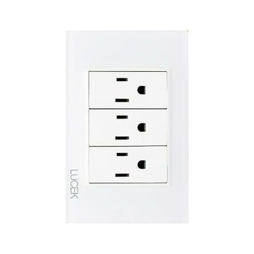 Placa 3 Contactos Cristal Blanco Blanco