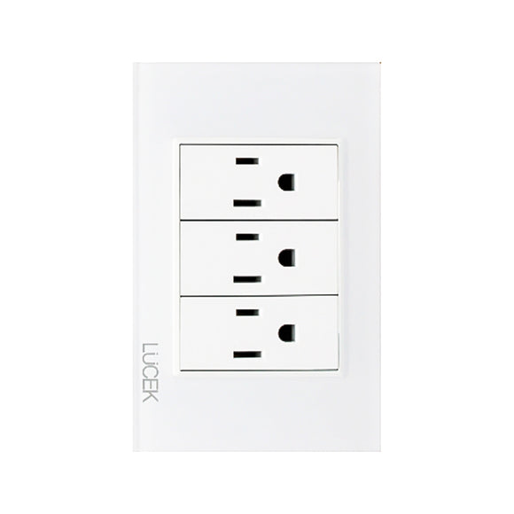 Placa 3 Contactos Cristal Blanco Blanco