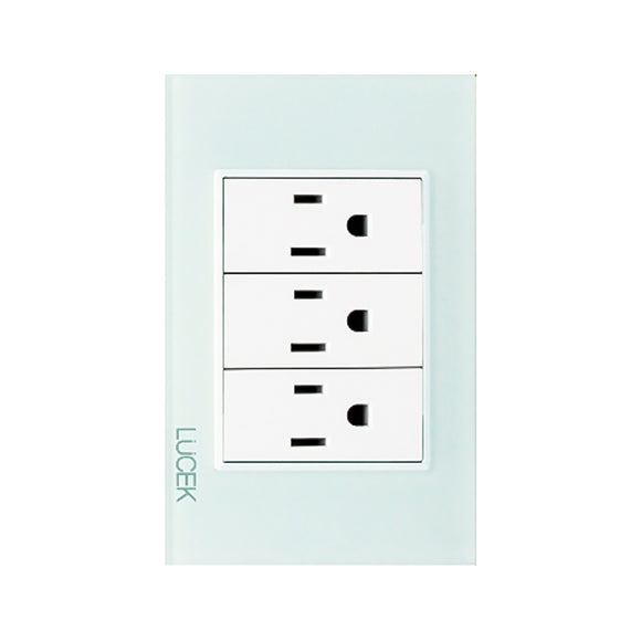 Placa 3 Contactos Cristal Aqua