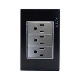 Placa 3 Contactos Negro Colors