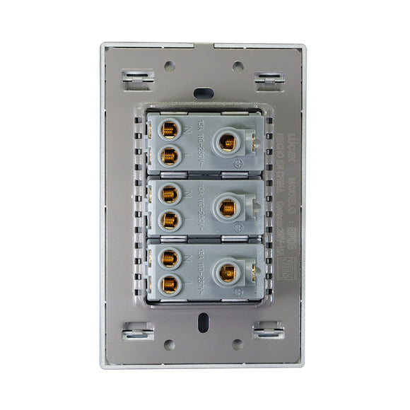 Placa 3 Contactos Negro Colors