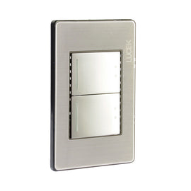 Placa 2 Apagadores Escalera Plata