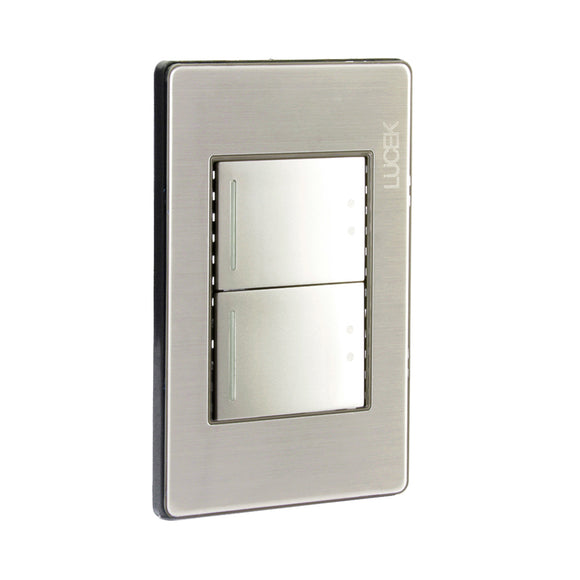 Placa 2 Apagadores Escalera Plata