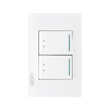 Placa 2 Apagadores Escalera Cristal Blanco Blanco