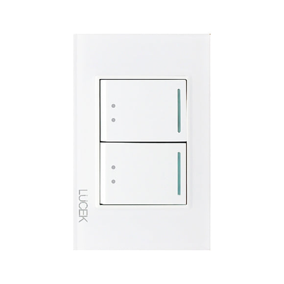 Placa 2 Apagadores Escalera Cristal Blanco Blanco