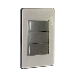 Placa 3 Apagadores Escalera Anonizada