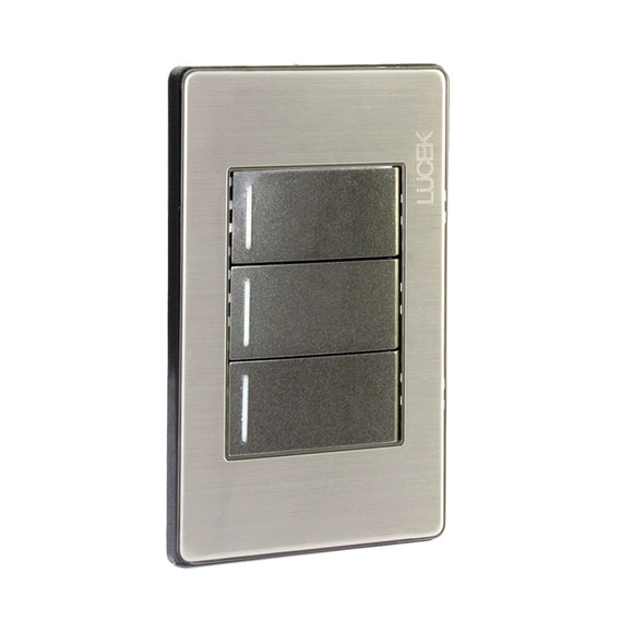 Placa 3 Apagadores Escalera Anonizada