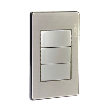 Placa 3 Apagadores Escalera Plata