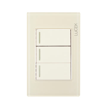 Placa 3 Apagadores Escalera Hueso Colors