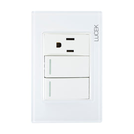 Placa 2 Apagadores Escalera 1 Contacto Blanco Colors