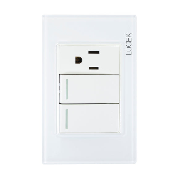 Placa 2 Apagadores Escalera 1 Contacto Blanco Colors