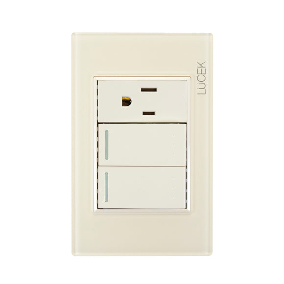 Placa 2 Apagadores Escalera 1 Contacto Hueso Colors