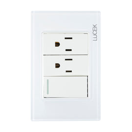 Placa 1 Apagador Escalera 2 Contactos  Blanco Colors