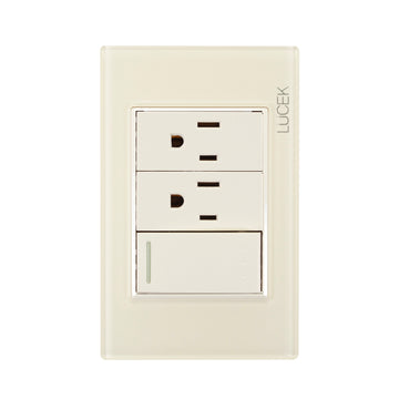 Placa 1 Apagador Escalera 2 Contactos  Hueso Colors