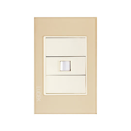 Placa Toma Telefónica Cristal Dorado Marfil