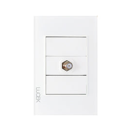 Placa Toma Coaxial Cristal Blanco Blanco