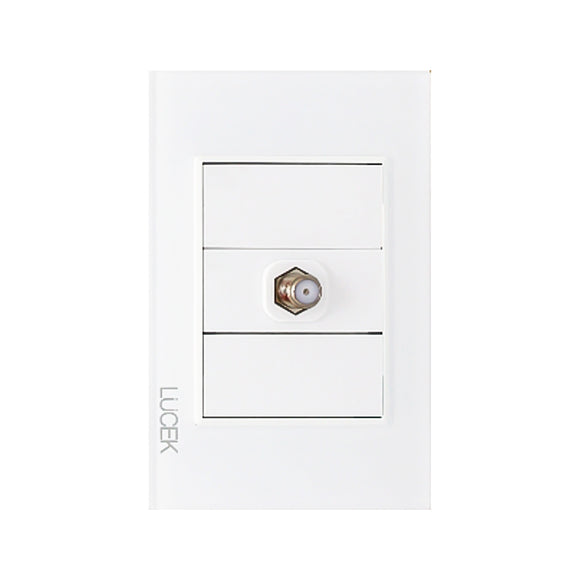 Placa Toma Coaxial Cristal Blanco Blanco