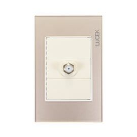 Placa Toma Coaxial Cristal Dorado Marfil