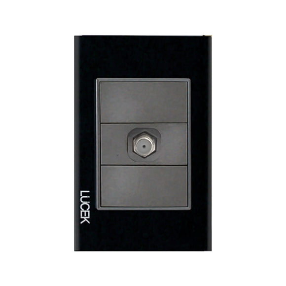 Placa Toma Coaxial Cristal Negro