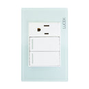 Placa 2 Apagadores Sencillos 1 Contacto Cristal Aqua-1