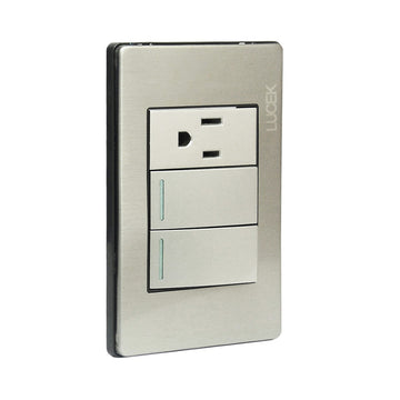 Placa 2 Apagadores Sencillos 1 Contacto Plata