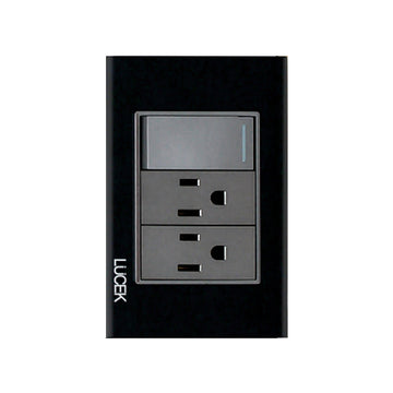 Placa 2 Contactos 1 A pagador Cristal Negro