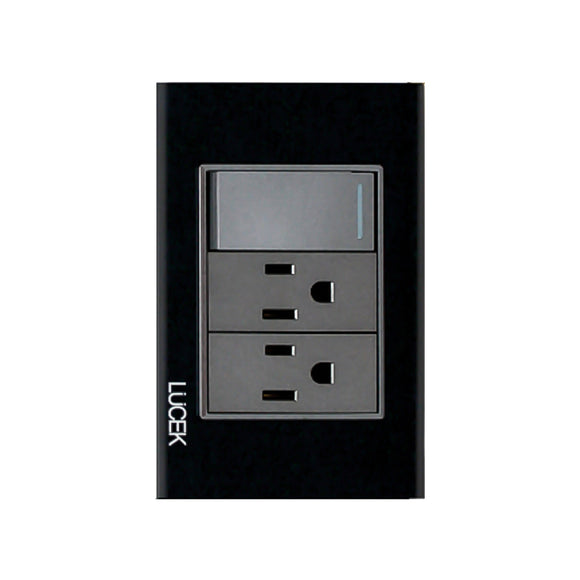 Placa 2 Contactos 1 A pagador Cristal Negro