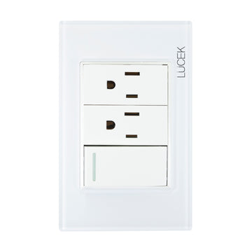 Placa 1 Apagador Sencillo 2 Contactos  Blanco Colors