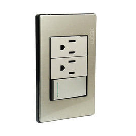 Placa 1 Apagador 2 Contactos Plata