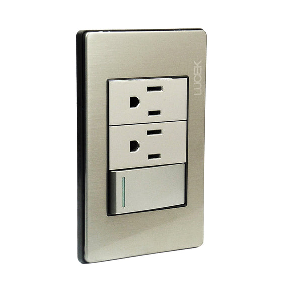 Placa 1 Apagador 2 Contactos Plata