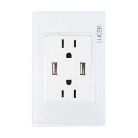 Placa 2 Contactos 2 USB Blanco Colors