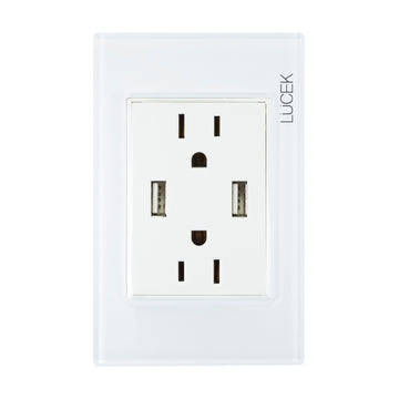 Placa 2 Contactos 2 USB Blanco Colors