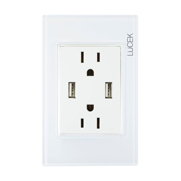 Placa 2 Contactos 2 USB Blanco Colors