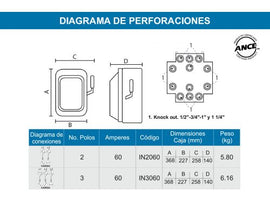 Interruptor 2X60 Amp I - 0