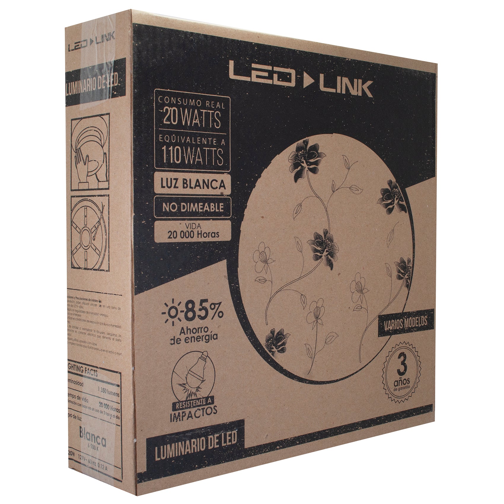 Plafon 20 w Flores Moradas Led Link