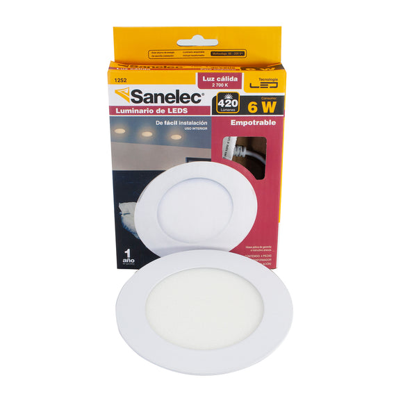 Empotrado 6w Redondo Calido