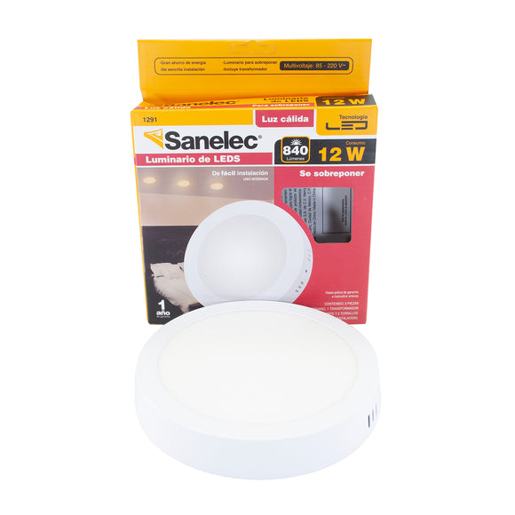 Luminario 12w Sobreponer Redondo Calido