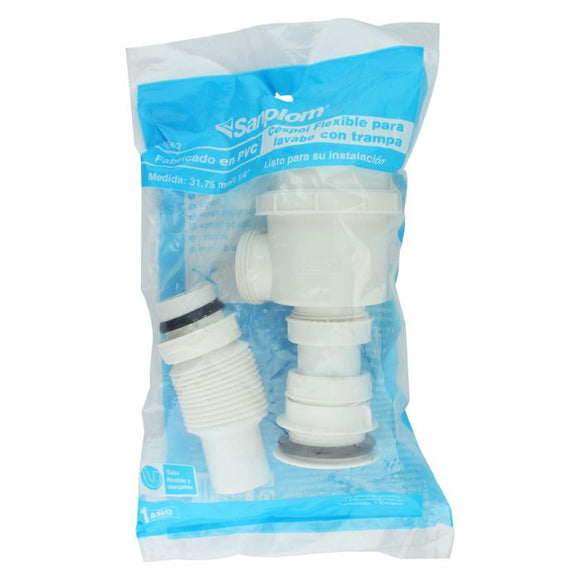 Cespol  1 1/4  de PVC con Trampa para Lavabo